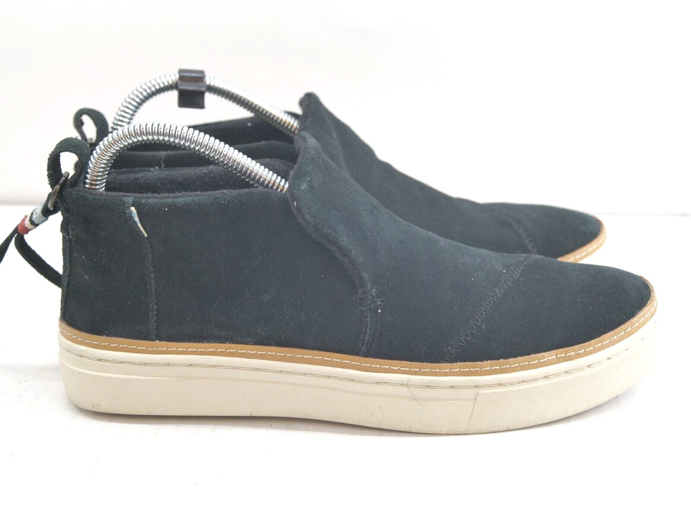 Toms Womens Gray Paxton Slip On Suede Faux Fur Sneakers Shoes Sz US 7.5